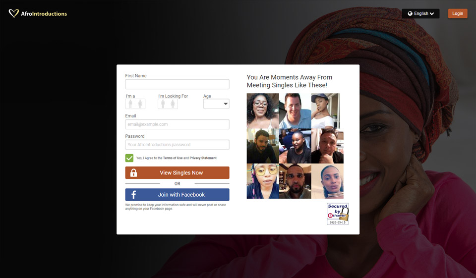 Registrace a profil AfroIntroductions